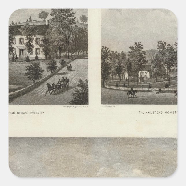 Pegatina Cuadrada Residencias de Libby, Halstead (Anverso)