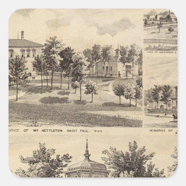 Pegatina Cuadrada Residencias de Minnesota (Anverso)