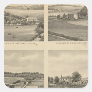 Pegatina Cuadrada Residencias del condado de Augusta