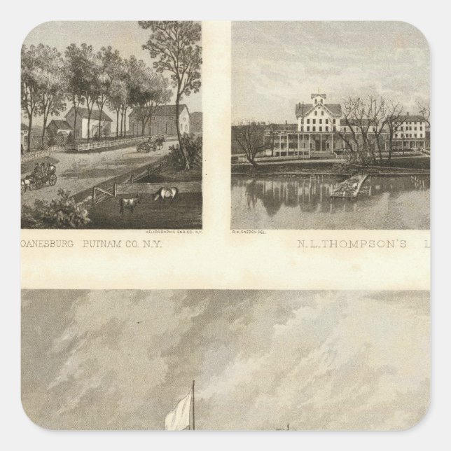 Pegatina Cuadrada Residencias Gregory House, Doane, Thompson (Anverso)