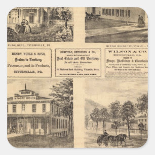 Pegatina Cuadrada Residencias, hoteles, Titusville, Franklin