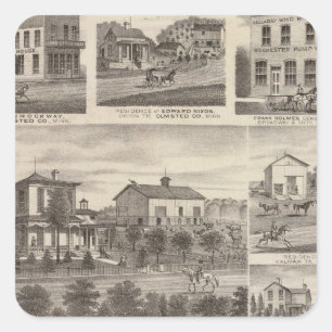 Pegatina Cuadrada Residencias, negocios y la ciudad de Eyota