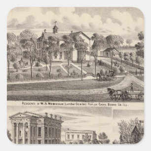 Pegatina Cuadrada Residencias y edificios en arboleda del álamo