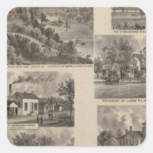 Pegatina Cuadrada Residencias y fábrica de Minnesota