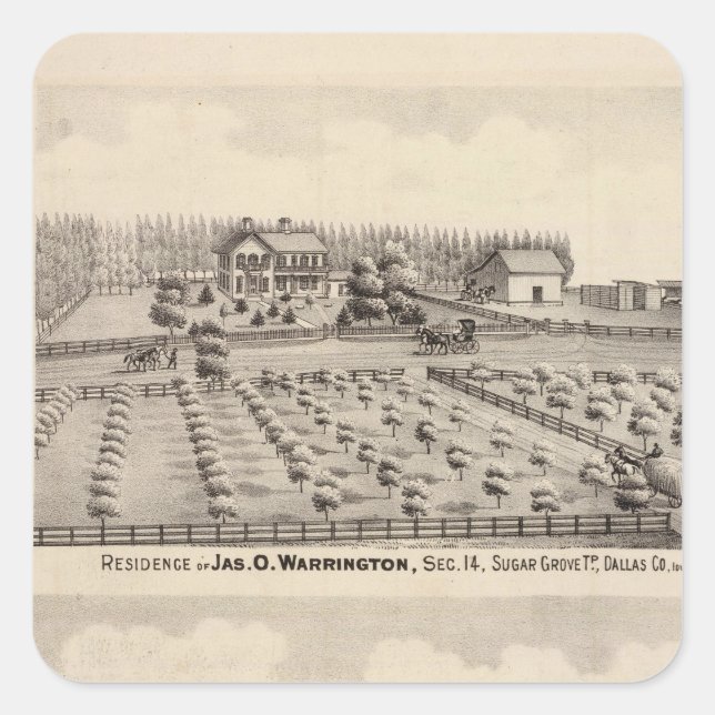 Pegatina Cuadrada Residencias y granja de Warrington