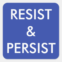 Resist & Persist: texto blanco negrita en azul