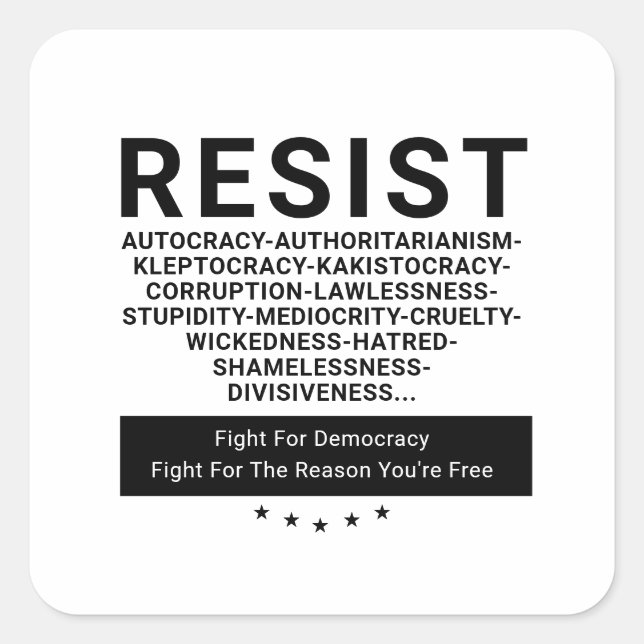 Pegatina Cuadrada Resistir (Anverso)