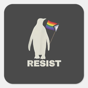 Pegatina Cuadrada Resistir al pingüino contra las tarifas LGBT contr