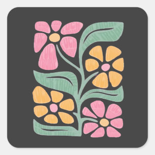 Pegatina Cuadrada RESISTIR la protesta política floral contra Trump