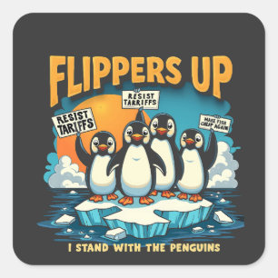 Pegatina Cuadrada Resistirme a estar con los pingüinos