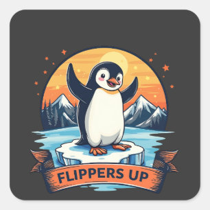 Pegatina Cuadrada Resistirme a estar con los pingüinos contra Trump