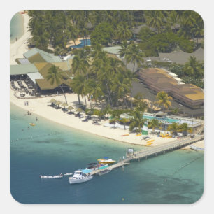 Pegatina Cuadrada Resort Plantation Island, isla Malolo Lailai