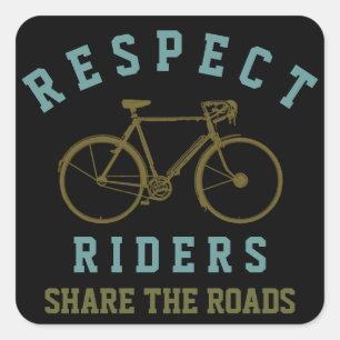 Pegatina Cuadrada respetar a los ciclistas