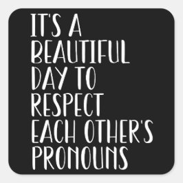 Pegatina Cuadrada Respeto los pronombres de los otros lgbtqa+ inclus