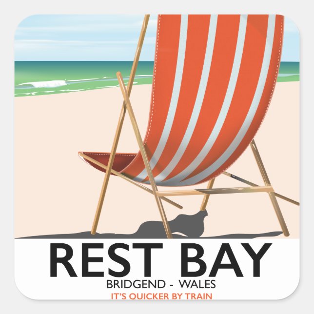 Pegatina Cuadrada Rest Bay Bridge End Wales (Anverso)