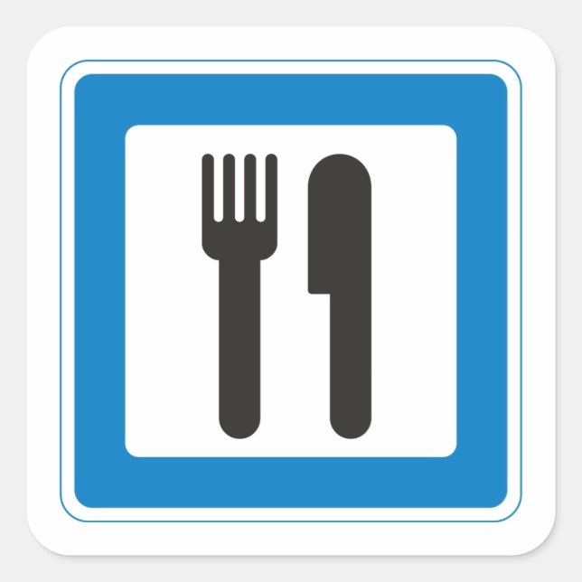 Pegatina Cuadrada Rest Stop Rótulo Knife Y Pegatinas De La Forja (Anverso)