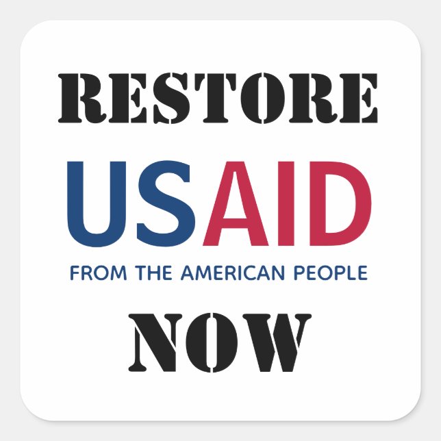 Pegatina Cuadrada Restaurar USAID Ahora (Anverso)