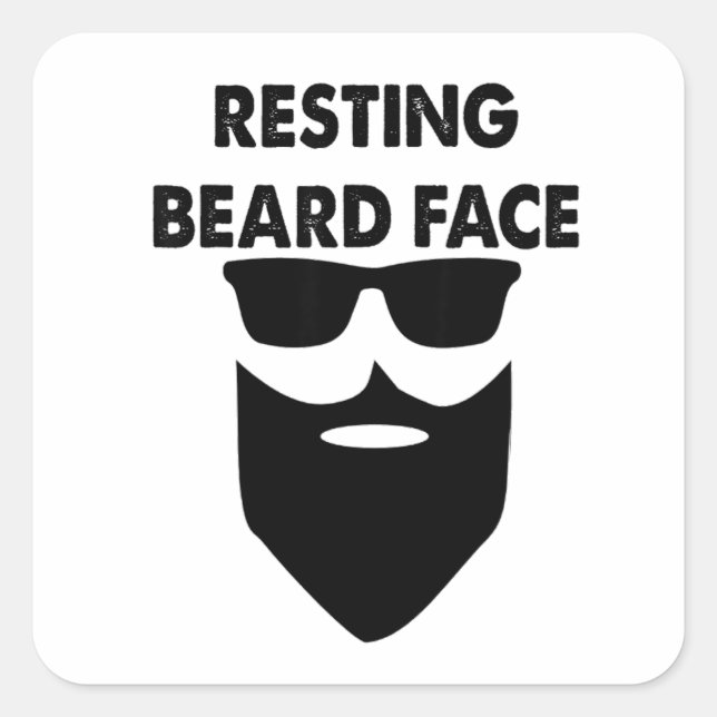 Pegatina Cuadrada Resting Beard Face Funny Bebe (Anverso)
