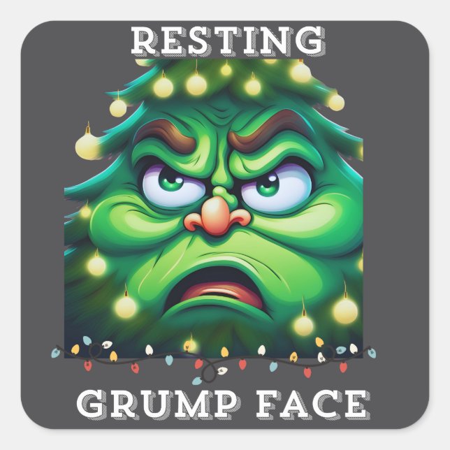 Pegatina Cuadrada Resto de cara de Grump (Anverso)