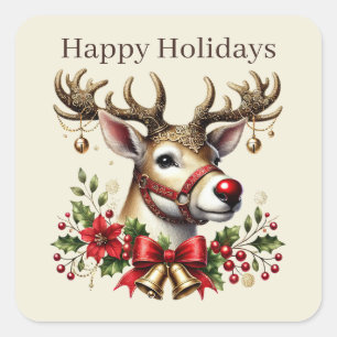 Pegatina Cuadrada Resto de Felices Fiestas agregar Navidades de text