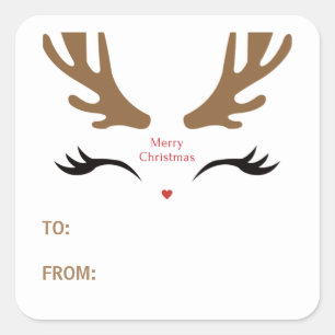 Pegatina Cuadrada Resto lindo de reno frente a fiesta navideña moder