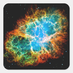 Pegatina Cuadrada Restos de supernova de la Nebulosa del Cangrejo Fo