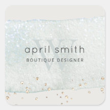 Resumen Aqua Blue Bruske Monograma Purpurina