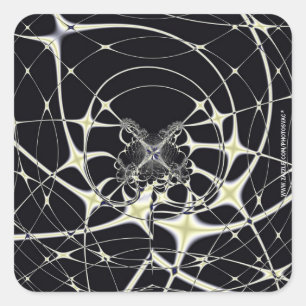 Pegatina Cuadrada Resumen Art Golden Spiderweb