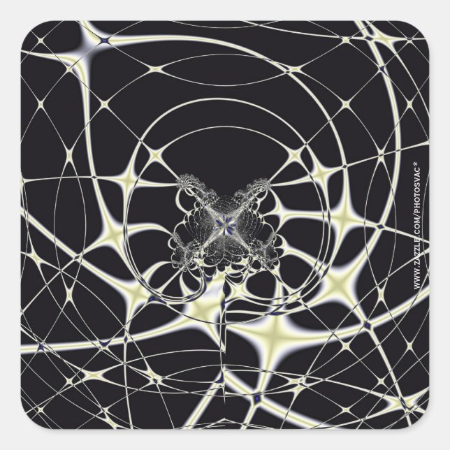 Pegatina Cuadrada Resumen Art Golden Spiderweb (Anverso)