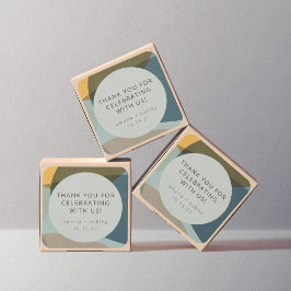 Pegatina Cuadrada Resumen Art Sage Boda Verde azulada personalizada 