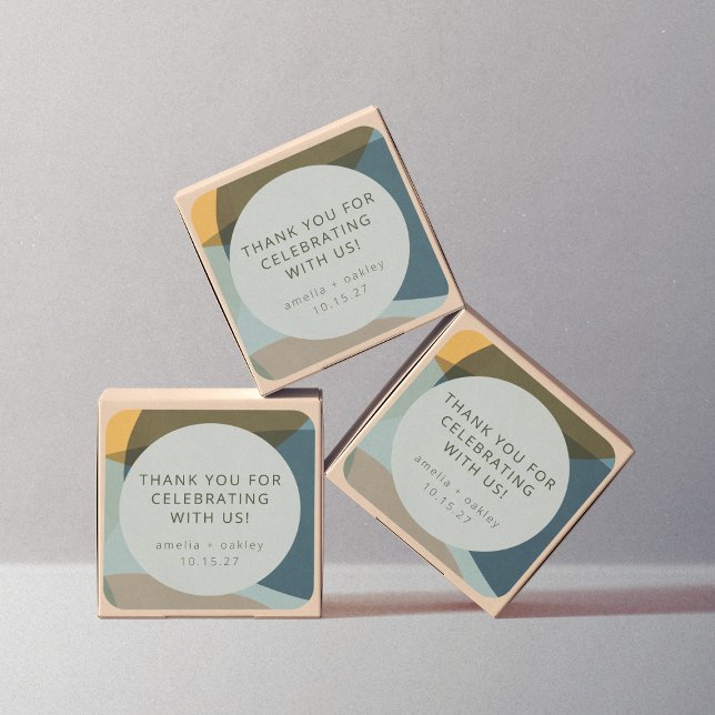 Pegatina Cuadrada Resumen Art Sage Boda Verde azulada personalizada  (Subido por el creador)