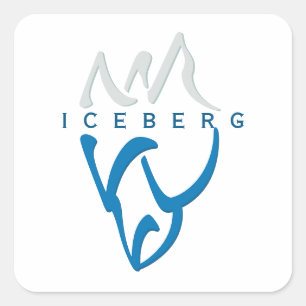 Pegatina Cuadrada Resumen azul personalizado Iceberg Inspirador