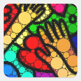 Pegatina Cuadrada Resumen colorido de arte moderno