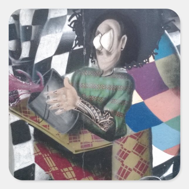 Pegatina Cuadrada Resumen de arte de graffiti (Anverso)