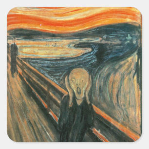 Pegatina Cuadrada Resumen de Arte Moderno de Scream Munch