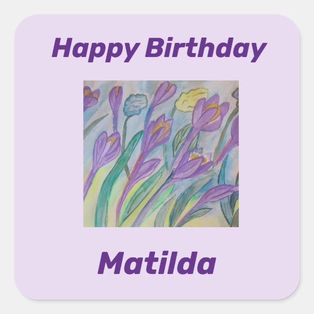 Pegatina Cuadrada Resumen de Crocus Spring (Anverso)