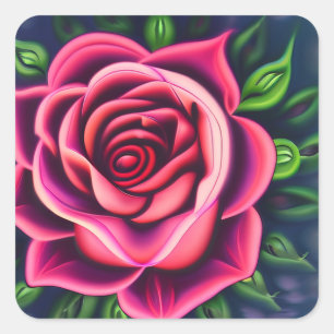 Pegatina Cuadrada Resumen de la flor rosa rosada romántica
