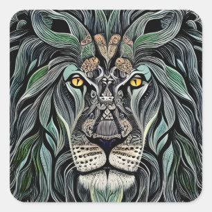 Pegatina Cuadrada Resumen de Shabby Chic King Lion