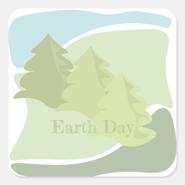 Pegatina Cuadrada Resumen del paisaje natural con árboles de abetos  (Anverso)