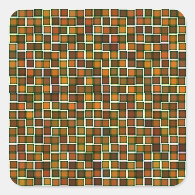 Pegatina Cuadrada Resumen del patrón de cuadrados de tono terrestre (Anverso)