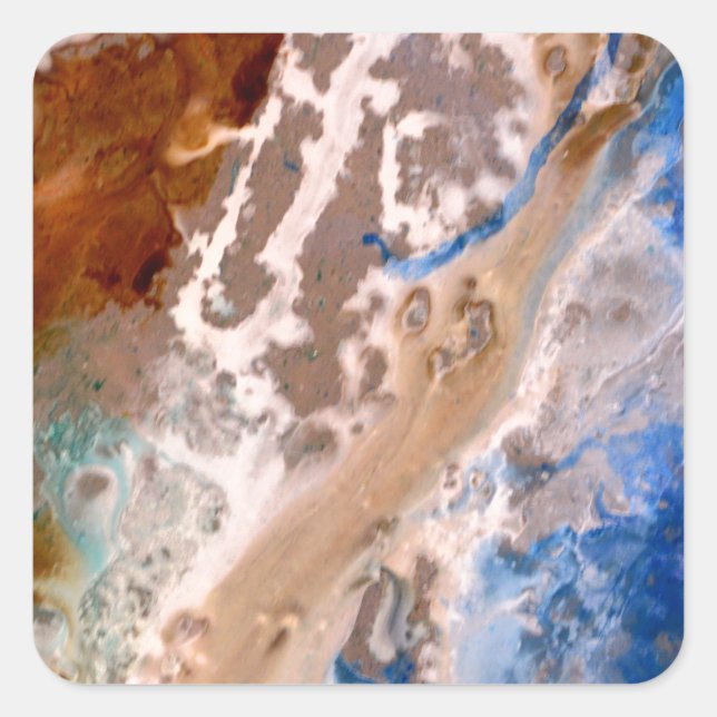 Pegatina Cuadrada Resumen del patrón de espuma de agua de arena fina (Anverso)