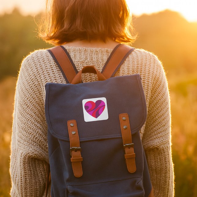 Pegatina Cuadrada Resumen del patrón de giro rojo y rosa negrita del (Subido por el creador)