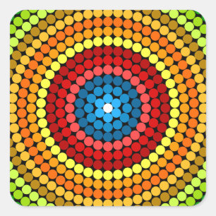 Pegatina Cuadrada Resumen Detallado Mandala Art Design-65904
