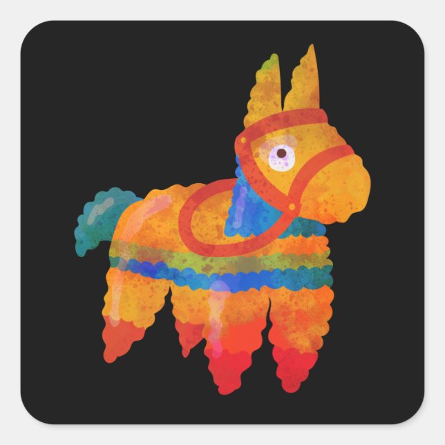 Pegatina Cuadrada Resumen Diseño Pinata inspirado en México (Anverso)