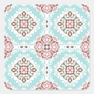 Pegatina Cuadrada Resumen en mosaico: Vintage Seamless Pattern