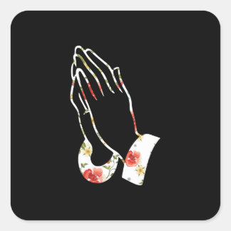 Pegatina Cuadrada Resumen Ilustracion de Manos de Oración