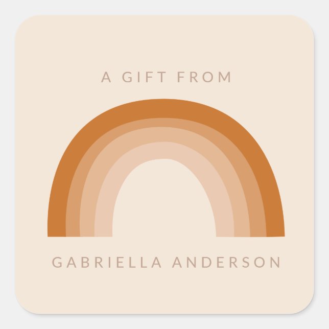 Pegatina Cuadrada Resumen La terracota arcoiris de los años 70 perso (Anverso)