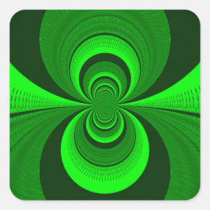 Pegatina Cuadrada Resumen Modelo caleidoscopio Groovy Verde Brillant