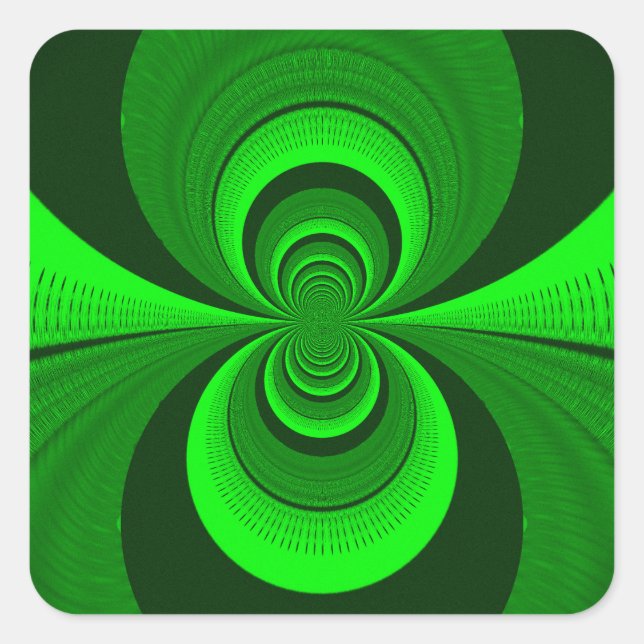 Pegatina Cuadrada Resumen Modelo caleidoscopio Groovy Verde Brillant (Anverso)