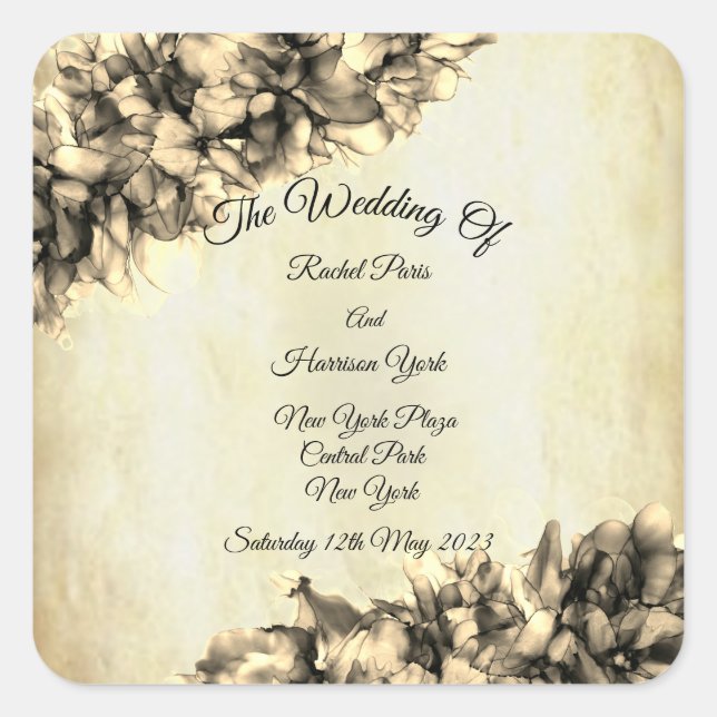 Pegatina Cuadrada Resumen moderno boda de niebla elegante y natural (Anverso)